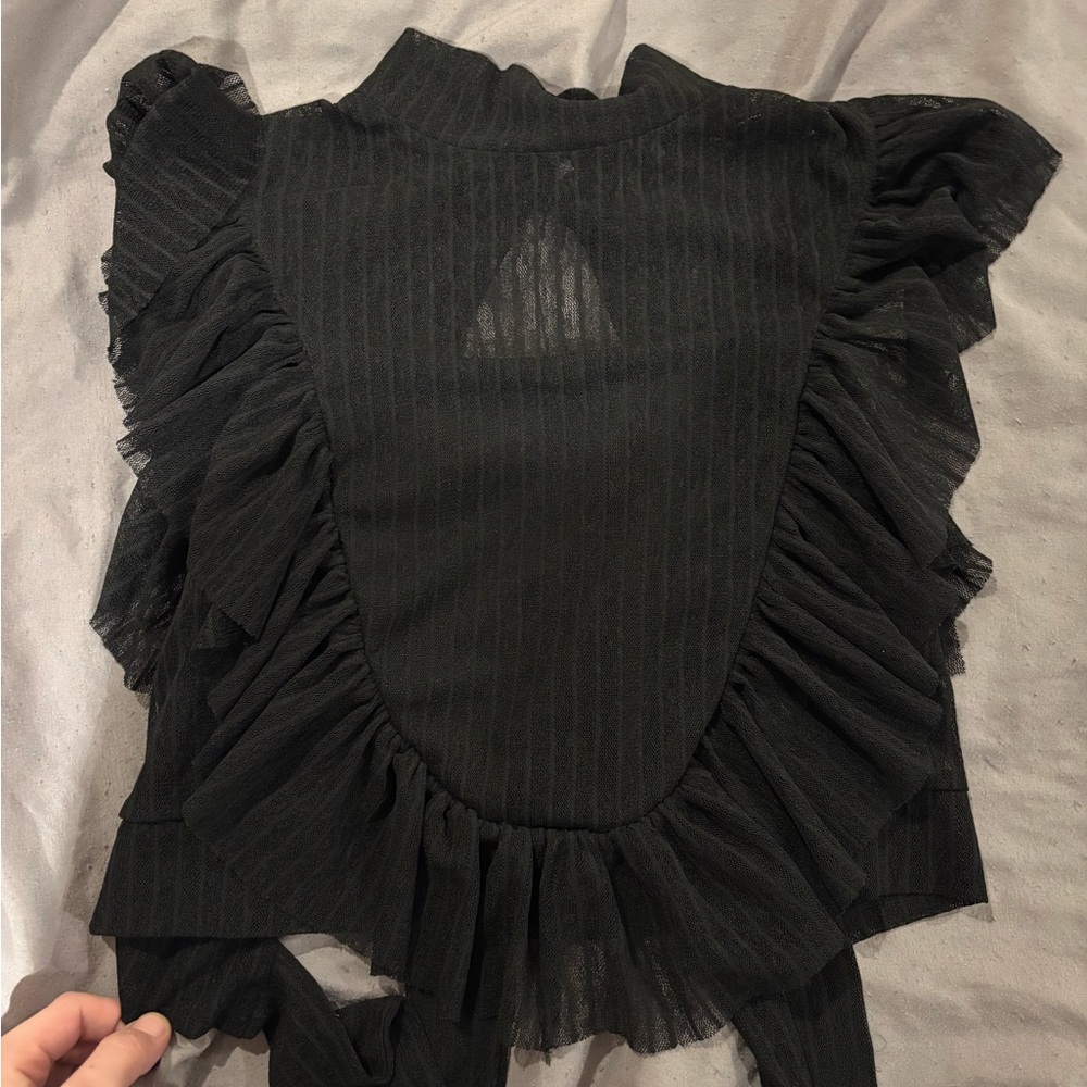FAVLUX Black Ruffled Blouse